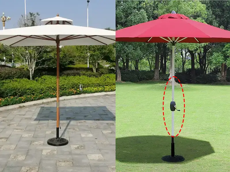 patio umbrella compare With or Without Height-Adjustable Hand Crank