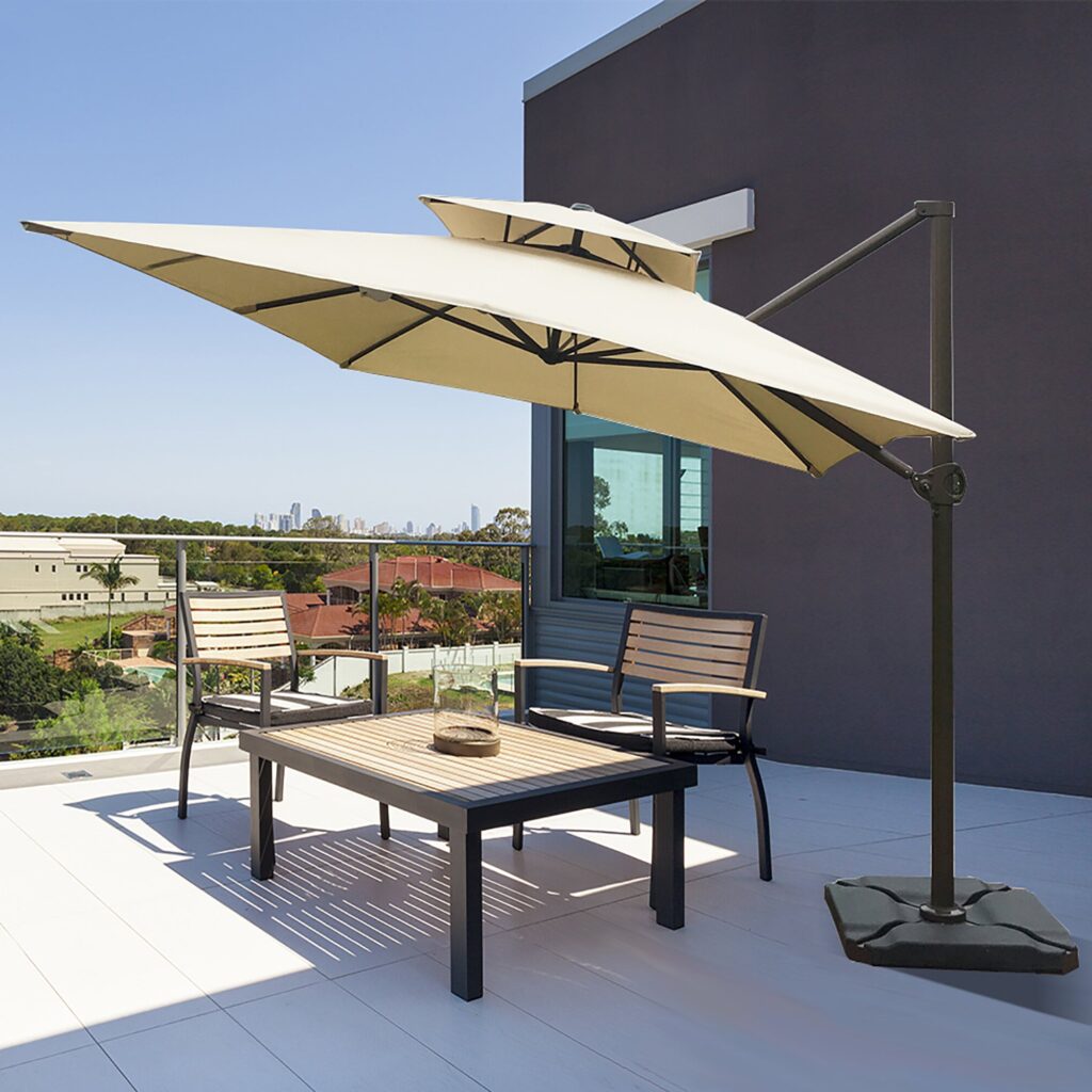 durable cantilever umbrella with vented canopy