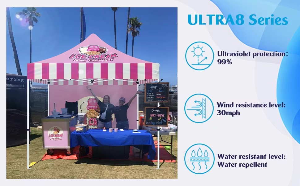 Pop up tents for event planners used at outdoor festival booth