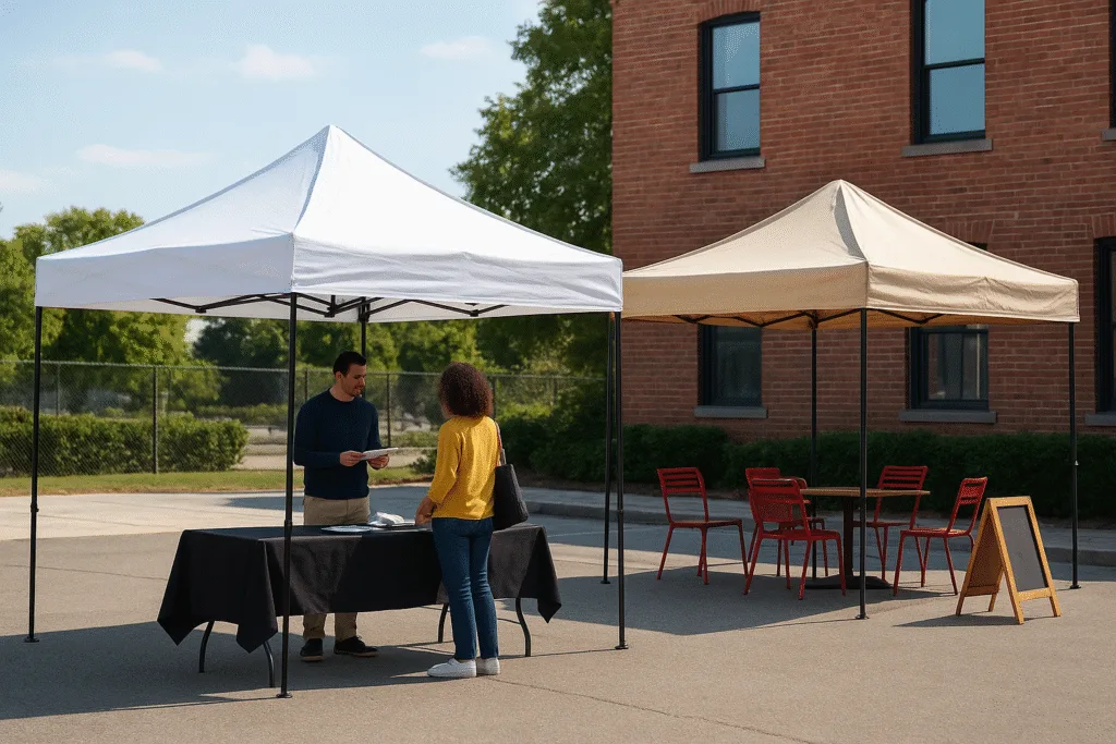 pop up tent vs traditional canopy at outdoor business event