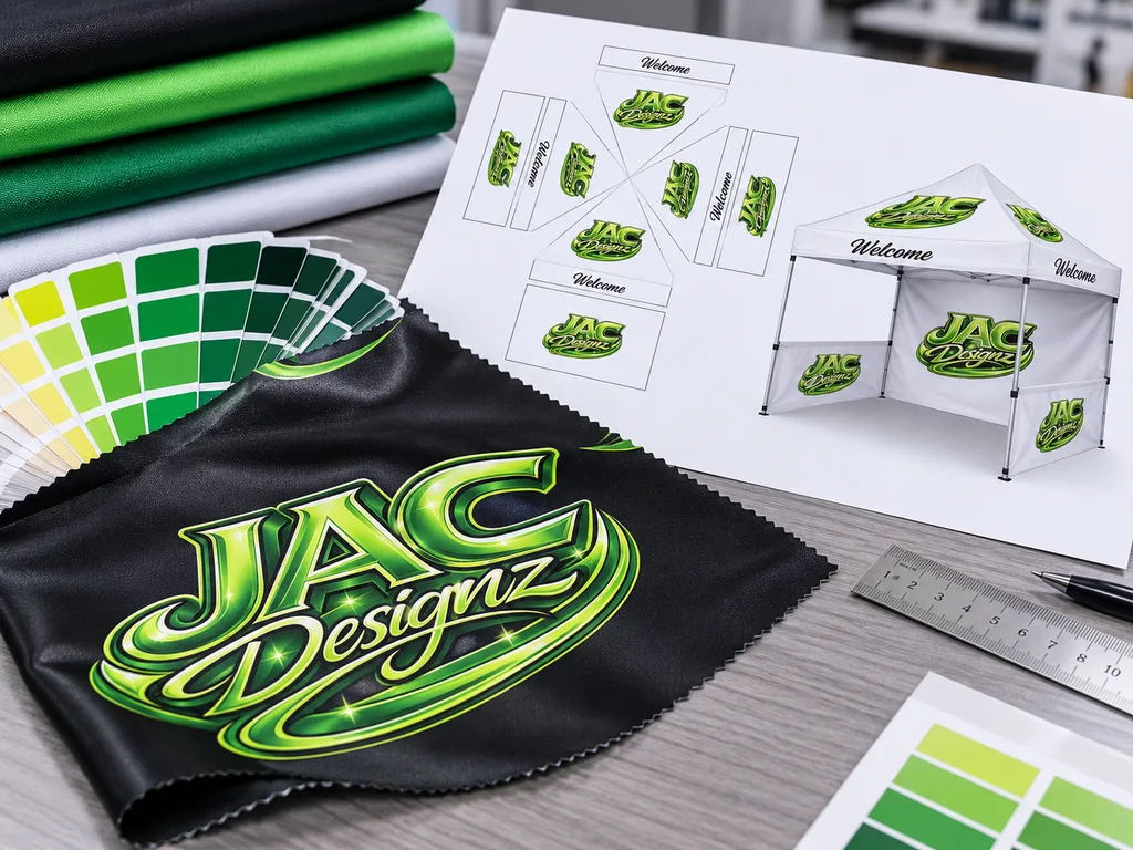 Physical color sample for custom canopy tent printing approval